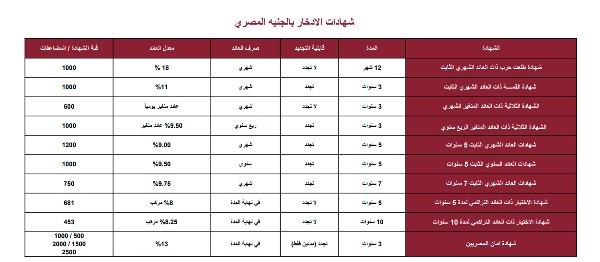الشهادات الاستثمارية التي يقدمها بنك مصر6